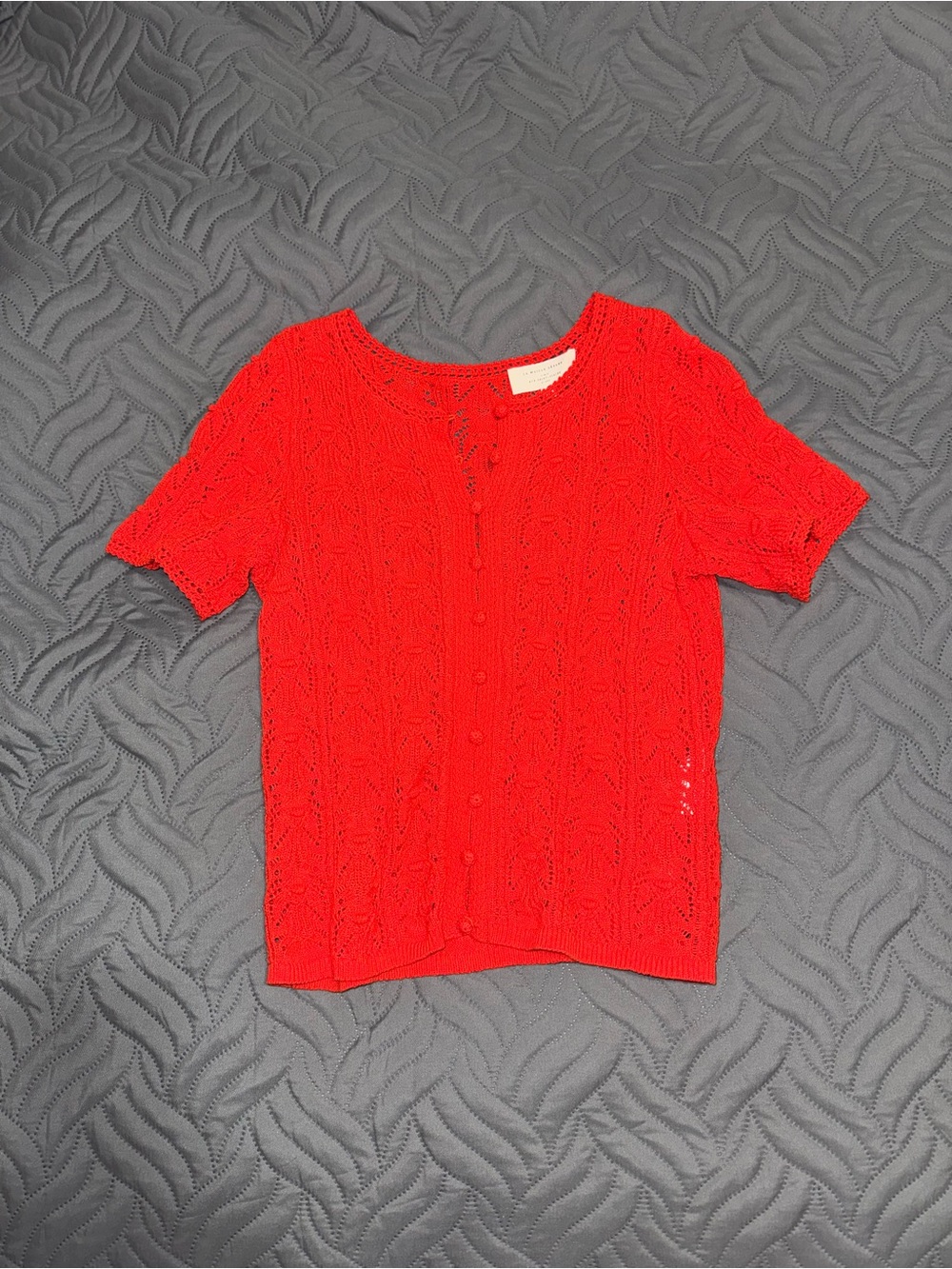 Sezane Short Sleeve Red Knit Cardigan - Picture 4 of 4